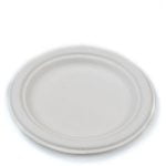7" Compostable Bagasse White Round Plate