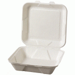 9" WWhite Bagasse Clamshell Take Out Containers