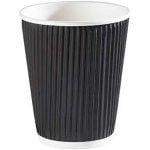 Black Triple Wall Ripple Hot Cups 16oz / 45cl