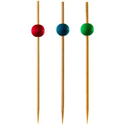 Red Coloured Ball Bamboo Skewers