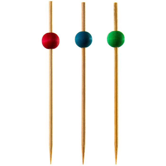 Red Coloured Ball Bamboo Skewers