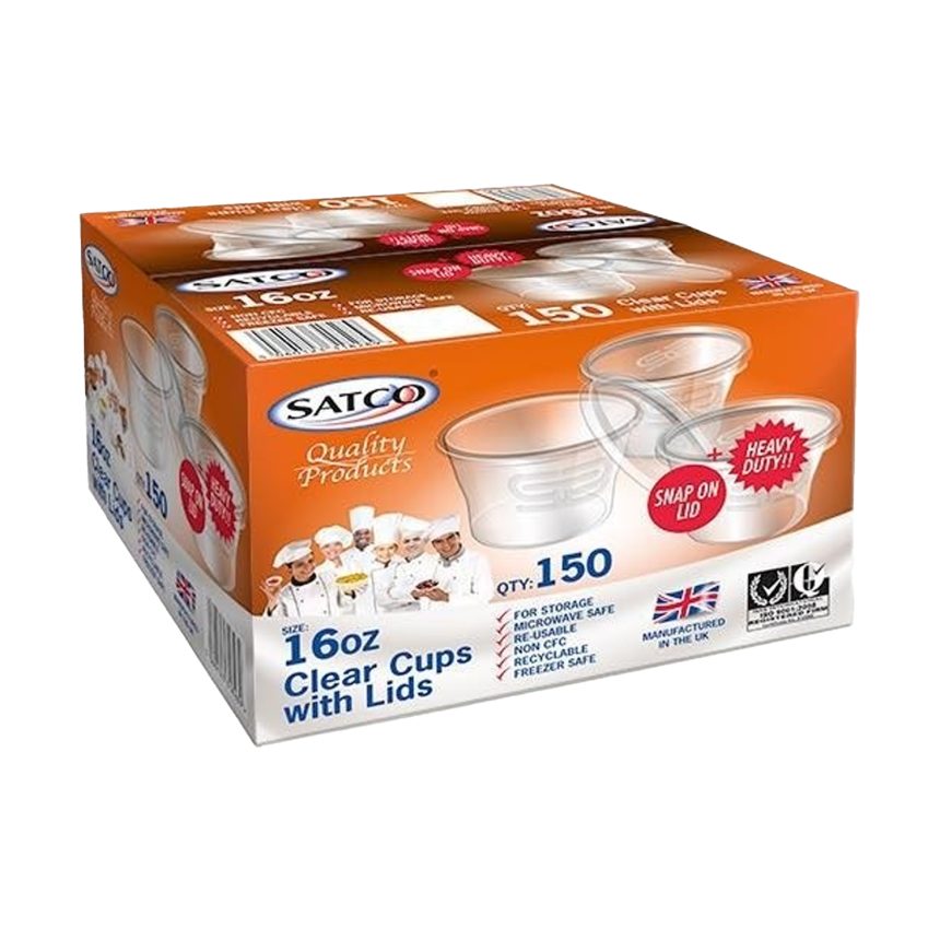 thumbnail image 2 of Satco Heavy Duty 16oz Clear Plastic Chutney Containers With Lids - 50 To 150 Count 2 of 4